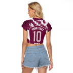 Personalised Sea Eagles Rugby Raglan Cropped T Shirt Eagle Mascot Sydney Skyline 3D Graphic