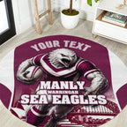 Personalised Sea Eagles Rugby Round Carpet Eagle Mascot Sydney Skyline 3D Graphic