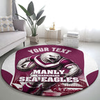 Personalised Sea Eagles Rugby Round Carpet Eagle Mascot Sydney Skyline 3D Graphic
