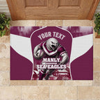 Personalised Sea Eagles Rugby Rubber Doormat Eagle Mascot Sydney Skyline 3D Graphic