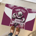 Personalised Sea Eagles Rugby Rubber Doormat Eagle Mascot Sydney Skyline 3D Graphic