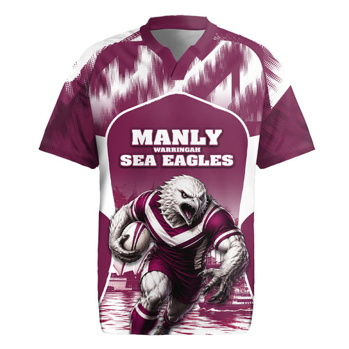 Personalised Sea Eagles Rugby Rugby Jersey Eagle Mascot Sydney Skyline 3D Graphic