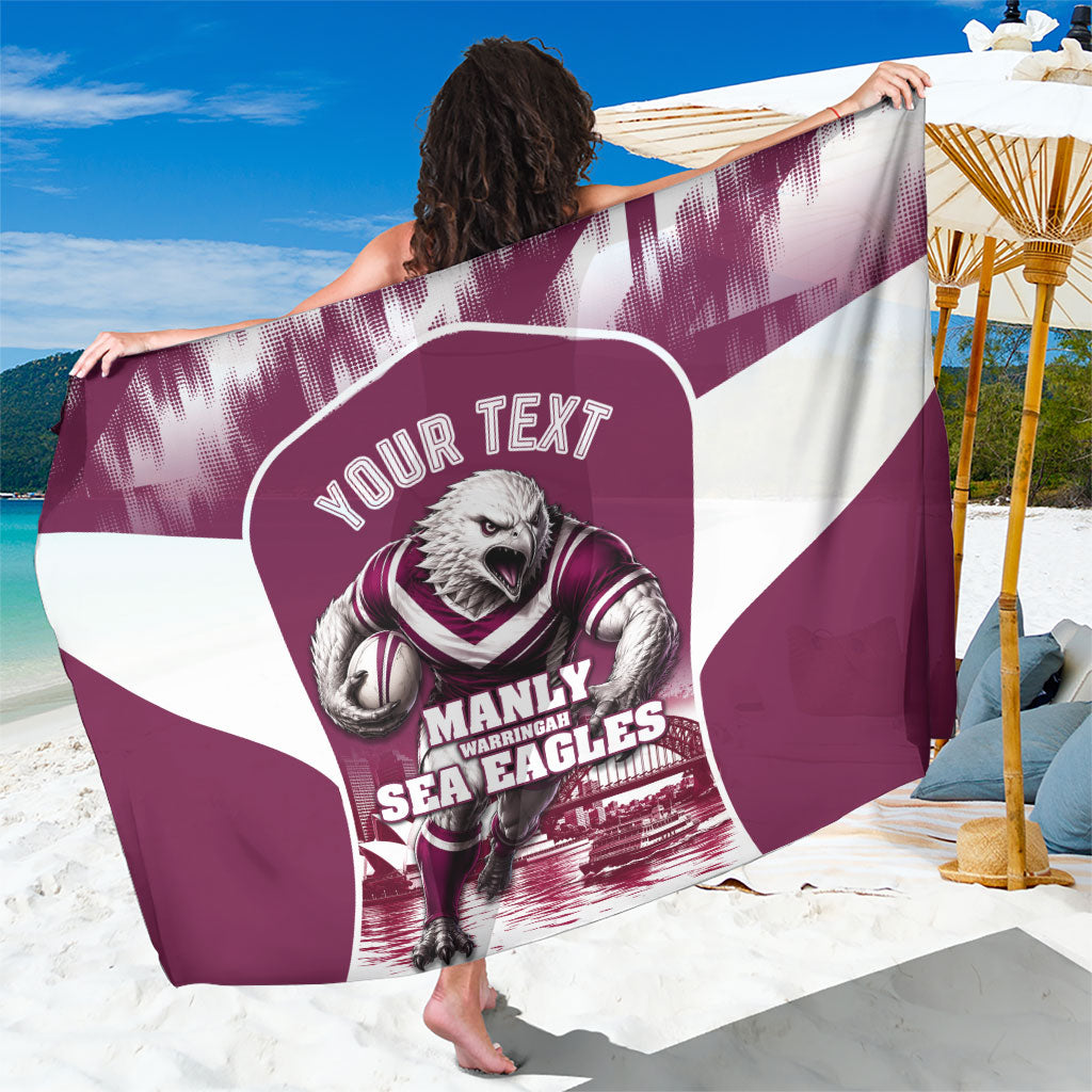 Personalised Sea Eagles Rugby Sarong Eagle Mascot Sydney Skyline 3D Graphic