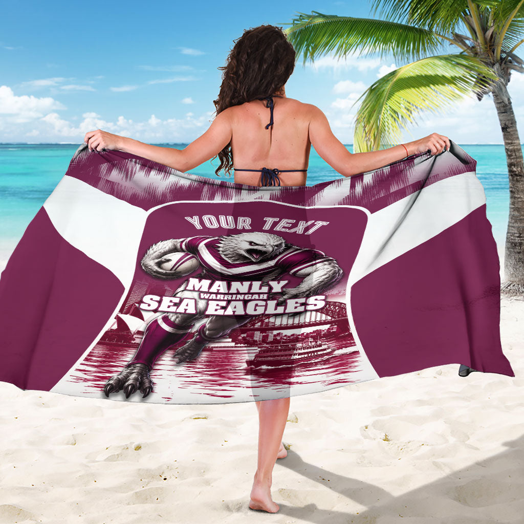 Personalised Sea Eagles Rugby Sarong Eagle Mascot Sydney Skyline 3D Graphic