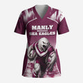 Personalised Sea Eagles Rugby Scrub Top Eagle Mascot Sydney Skyline 3D Graphic