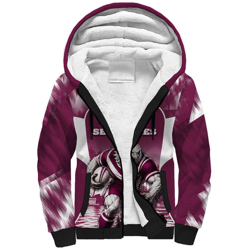 Personalised Sea Eagles Rugby Sherpa Hoodie Eagle Mascot Sydney Skyline 3D Graphic