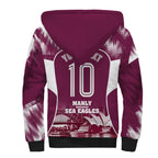 Personalised Sea Eagles Rugby Sherpa Hoodie Eagle Mascot Sydney Skyline 3D Graphic