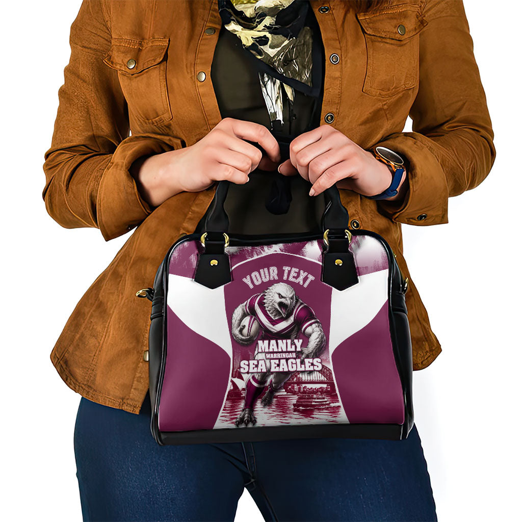 Personalised Sea Eagles Rugby Shoulder Handbag Eagle Mascot Sydney Skyline 3D Graphic