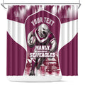 Personalised Sea Eagles Rugby Shower Curtain Eagle Mascot Sydney Skyline 3D Graphic