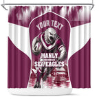 Personalised Sea Eagles Rugby Shower Curtain Eagle Mascot Sydney Skyline 3D Graphic
