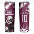 Personalised Sea Eagles Rugby Skinny Tumbler Eagle Mascot Sydney Skyline 3D Graphic