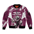 Personalised Sea Eagles Rugby Sleeve Zip Bomber Jacket Eagle Mascot Sydney Skyline 3D Graphic