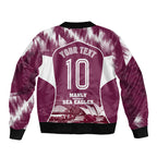 Personalised Sea Eagles Rugby Sleeve Zip Bomber Jacket Eagle Mascot Sydney Skyline 3D Graphic