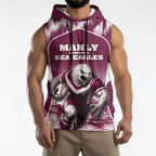 Personalised Sea Eagles Rugby Sleeveless Hoodie Eagle Mascot Sydney Skyline 3D Graphic