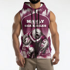 Personalised Sea Eagles Rugby Sleeveless Zip Hoodie Eagle Mascot Sydney Skyline 3D Graphic