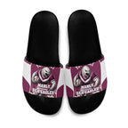 Personalised Sea Eagles Rugby Slide Sandals Eagle Mascot Sydney Skyline 3D Graphic