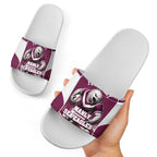 Personalised Sea Eagles Rugby Slide Sandals Eagle Mascot Sydney Skyline 3D Graphic