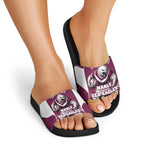 Personalised Sea Eagles Rugby Slide Sandals Eagle Mascot Sydney Skyline 3D Graphic