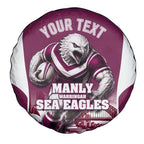 Personalised Sea Eagles Rugby Spare Tire Cover Eagle Mascot Sydney Skyline 3D Graphic