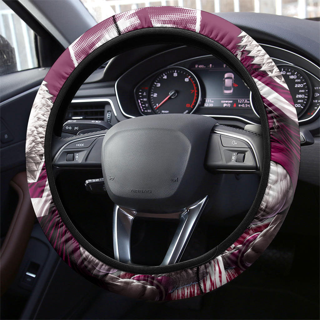 Sea Eagles Rugby Steering Wheel Cover Eagle Mascot Sydney Skyline 3D Graphic