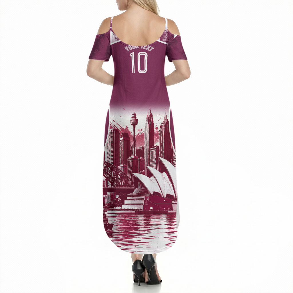 Personalised Sea Eagles Rugby Summer Maxi Dress Eagle Mascot Sydney Skyline 3D Graphic