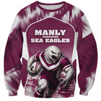 Personalised Sea Eagles Rugby Sweatshirt Eagle Mascot Sydney Skyline 3D Graphic