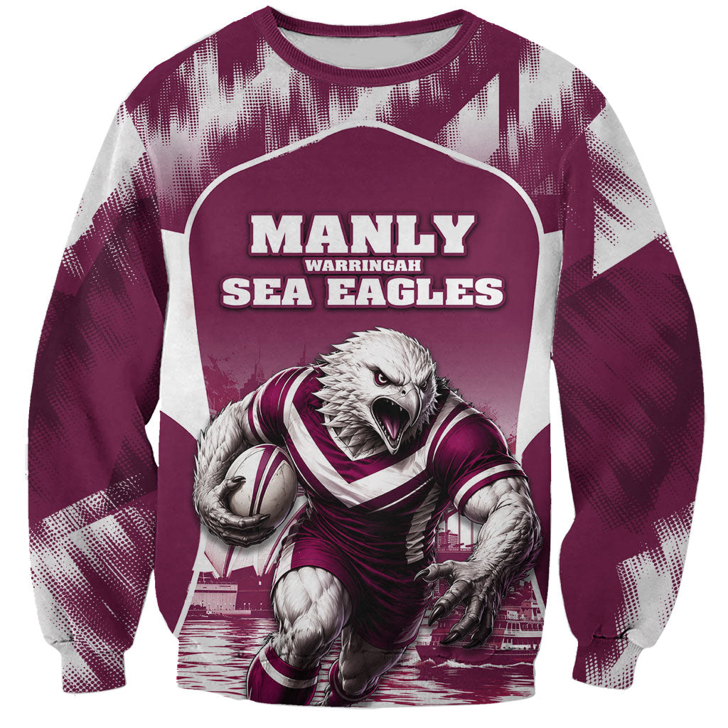 Personalised Sea Eagles Rugby Sweatshirt Eagle Mascot Sydney Skyline 3D Graphic