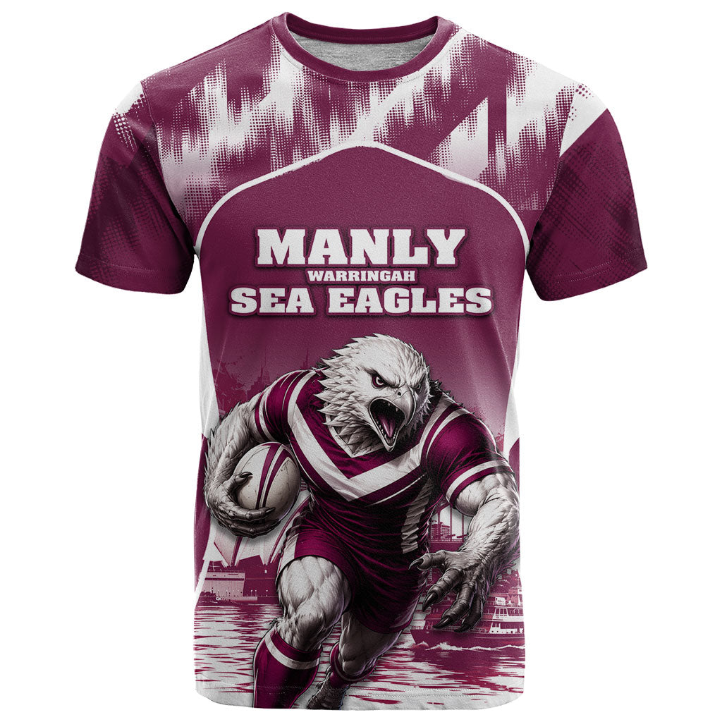 Personalised Sea Eagles Rugby T Shirt Eagle Mascot Sydney Skyline 3D Graphic