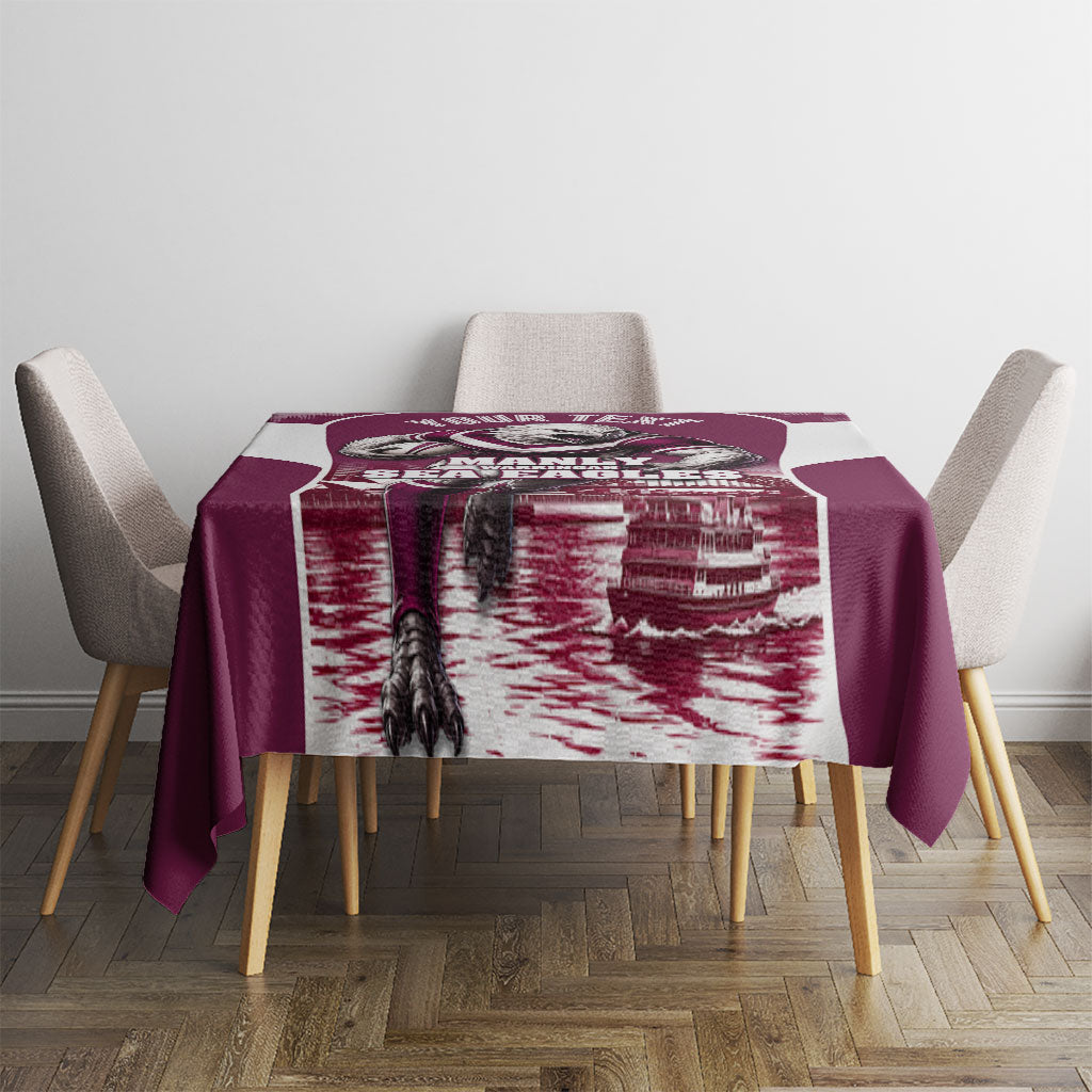 Personalised Sea Eagles Rugby Tablecloth Eagle Mascot Sydney Skyline 3D Graphic