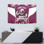 Personalised Sea Eagles Rugby Tapestry Eagle Mascot Sydney Skyline 3D Graphic