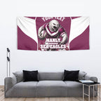 Personalised Sea Eagles Rugby Tapestry Eagle Mascot Sydney Skyline 3D Graphic