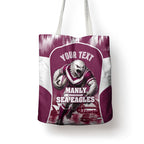 Personalised Sea Eagles Rugby Tote Bag Eagle Mascot Sydney Skyline 3D Graphic