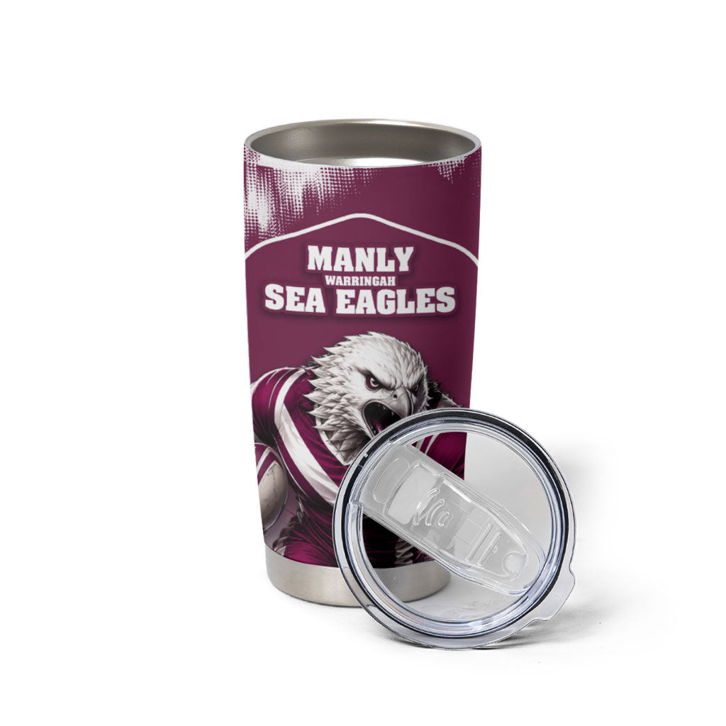 Personalised Sea Eagles Rugby Tumbler Cup Eagle Mascot Sydney Skyline 3D Graphic