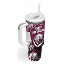 Personalised Sea Eagles Rugby Tumbler With Handle Eagle Mascot Sydney Skyline 3D Graphic