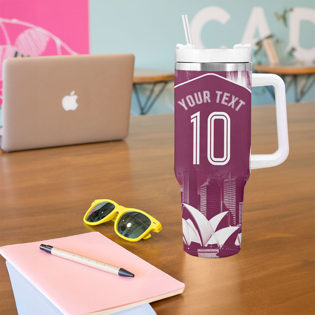 Personalised Sea Eagles Rugby Tumbler With Handle Eagle Mascot Sydney Skyline 3D Graphic