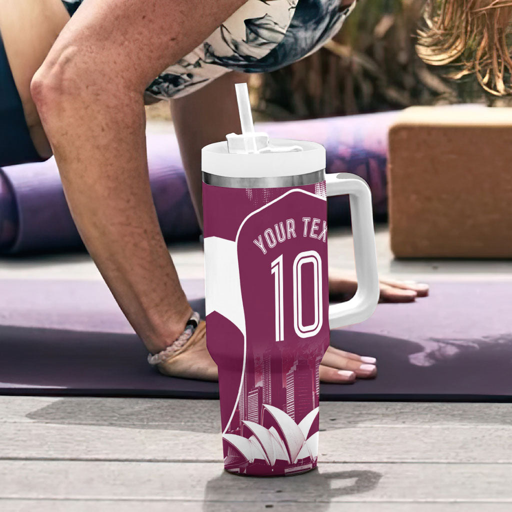 Personalised Sea Eagles Rugby Tumbler With Handle Eagle Mascot Sydney Skyline 3D Graphic