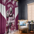 Personalised Sea Eagles Rugby Window Curtain Eagle Mascot Sydney Skyline 3D Graphic
