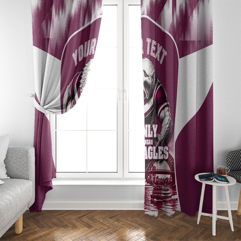 Personalised Sea Eagles Rugby Window Curtain Eagle Mascot Sydney Skyline 3D Graphic