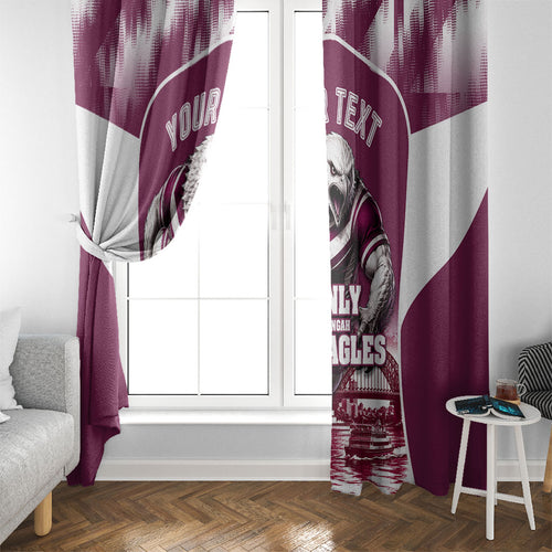 Personalised Sea Eagles Rugby Window Curtain Eagle Mascot Sydney Skyline 3D Graphic