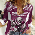 Personalised Sea Eagles Rugby Women Casual Shirt Eagle Mascot Sydney Skyline 3D Graphic
