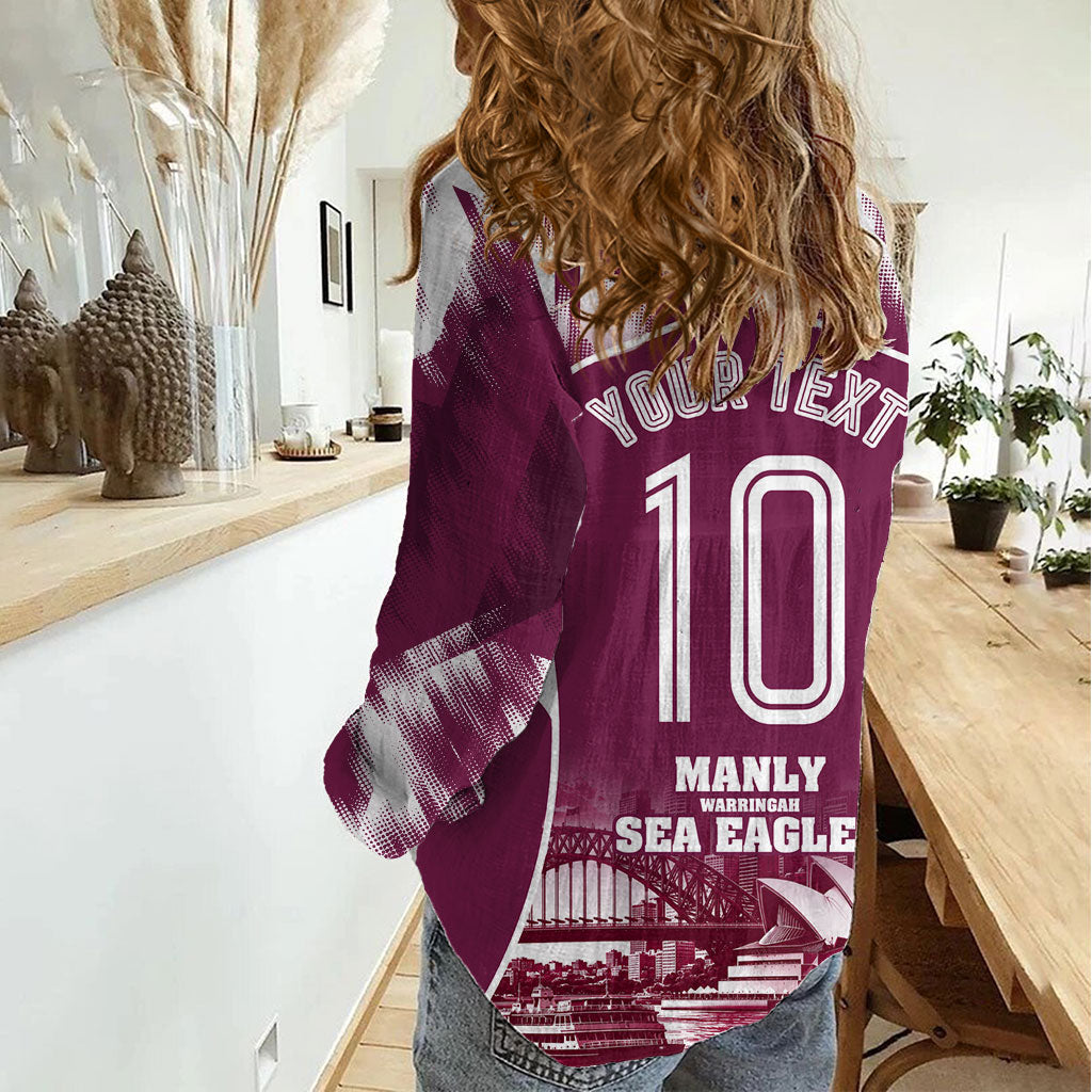 Personalised Sea Eagles Rugby Women Casual Shirt Eagle Mascot Sydney Skyline 3D Graphic