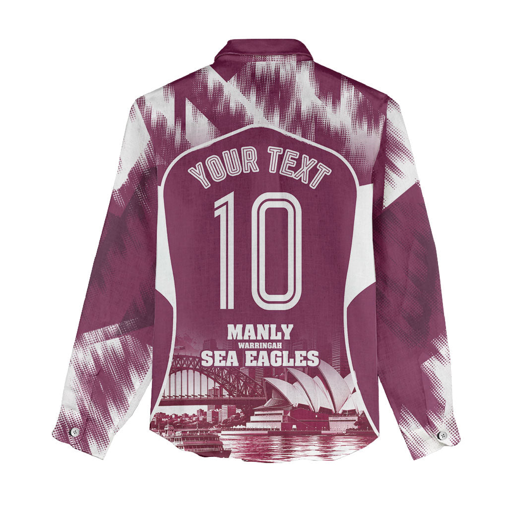 Personalised Sea Eagles Rugby Women Casual Shirt Eagle Mascot Sydney Skyline 3D Graphic