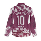 Personalised Sea Eagles Rugby Women Casual Shirt Eagle Mascot Sydney Skyline 3D Graphic