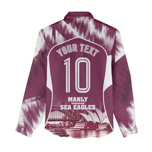 Personalised Sea Eagles Rugby Women Casual Shirt Eagle Mascot Sydney Skyline 3D Graphic