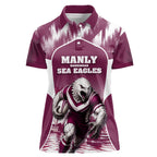 Personalised Sea Eagles Rugby Women Polo Shirt Eagle Mascot Sydney Skyline 3D Graphic
