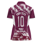 Personalised Sea Eagles Rugby Women Polo Shirt Eagle Mascot Sydney Skyline 3D Graphic