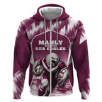 Personalised Sea Eagles Rugby Zip Hoodie Eagle Mascot Sydney Skyline 3D Graphic