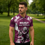 Personalised Sea Eagles Rugby Zipper Polo Shirt Eagle Mascot Sydney Skyline 3D Graphic