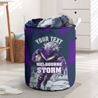 Personalised Sharks Rugby Laundry Basket Storm Monster Mascot City Skyline 3D Graphic