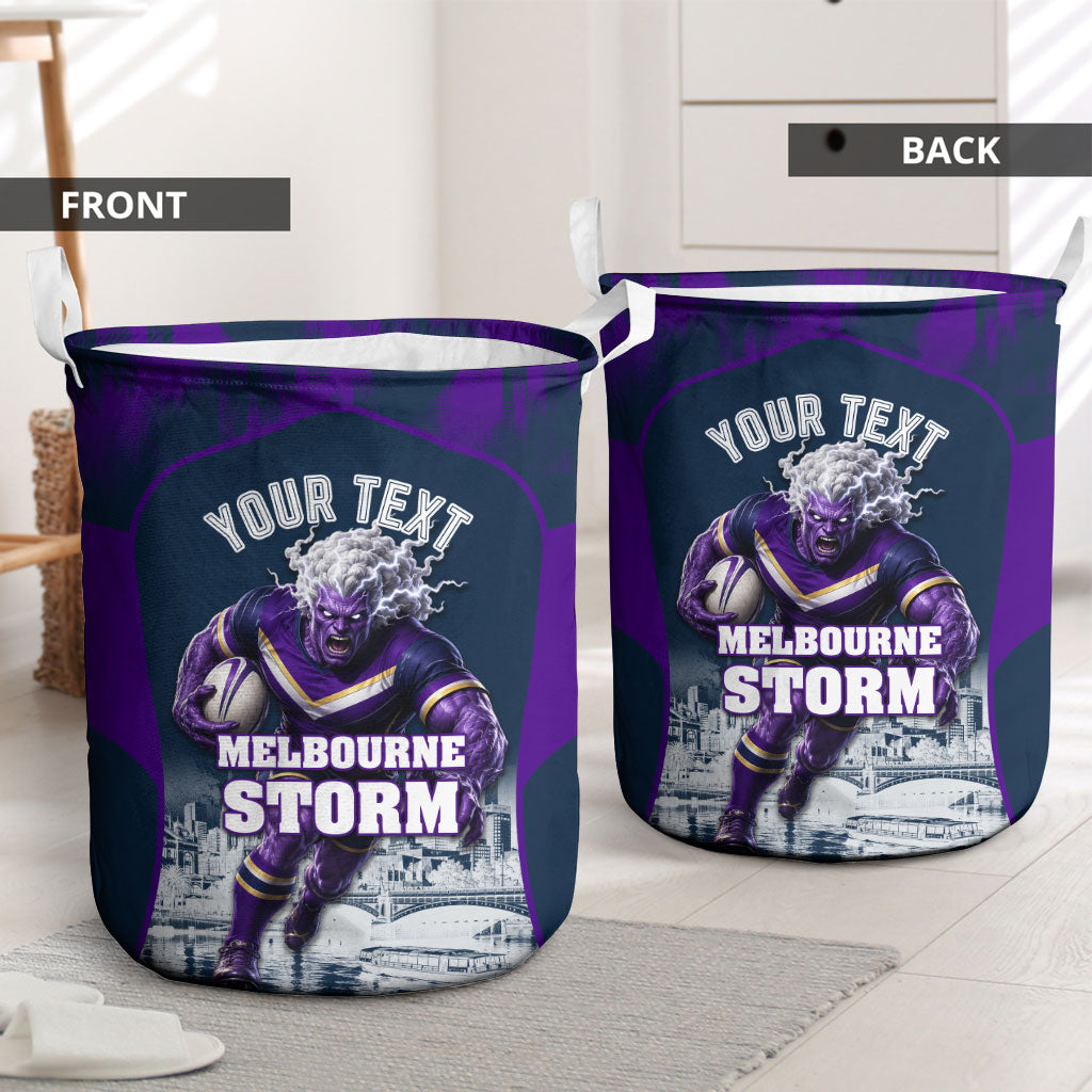 Personalised Sharks Rugby Laundry Basket Storm Monster Mascot City Skyline 3D Graphic